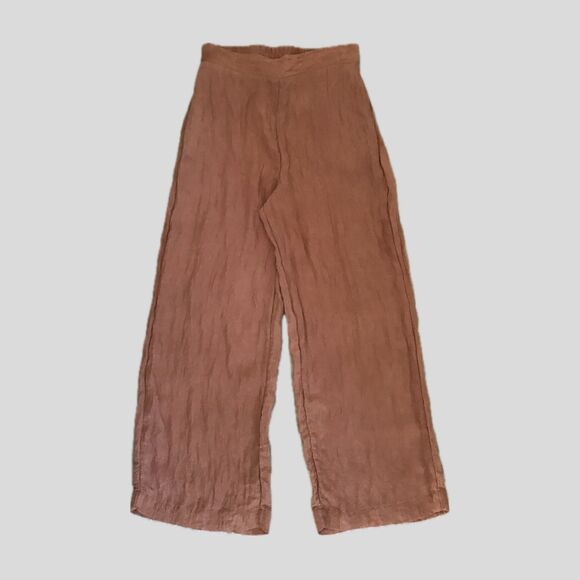 House of Harlow Pastel Pink Lightweight Wide Leg Crinkled Pull On Casual Pants M - Picture 1 of 9